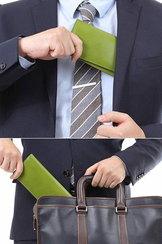 極薄 財布 春財布 オイル レザー 本革 長財布 バンタン メンズ 姫路 手塗り パース 日本製 (グリーン)