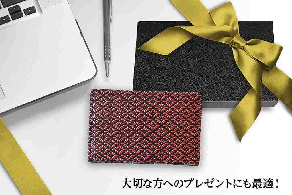 名刺入れ カードケース 印伝 メンズ 菱菊 紋 縁起 日本製 ギフト 贈り物 鹿革 漆