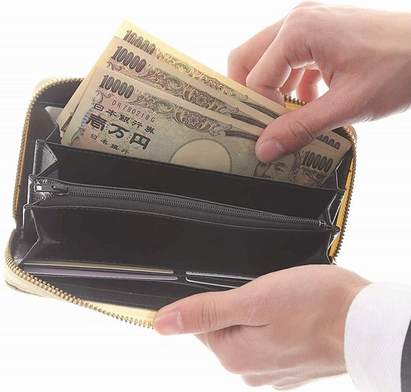 蛇革 メンズ 金運財布ダイヤモンド 黄金 錦蛇 本革 ラウンド 無双 財布 金運アップ レザー 日本製 (金来符根付)