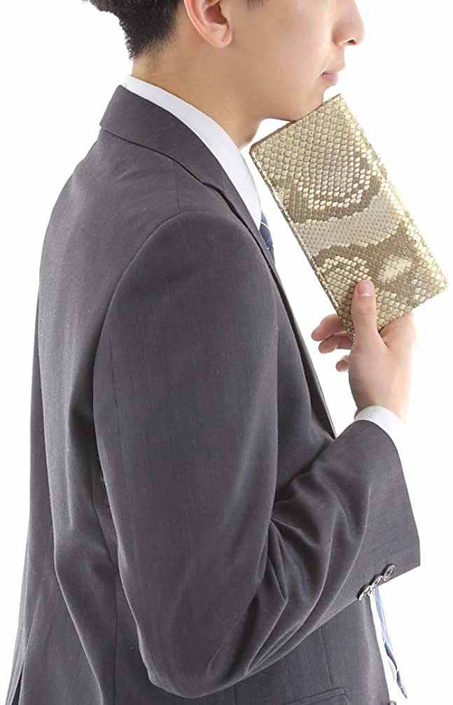 蛇革 メンズ 金運財布ダイヤモンド 黄金 錦蛇 本革 無双 長財布 金運アップ レザー 日本製 (打ち出の小槌)