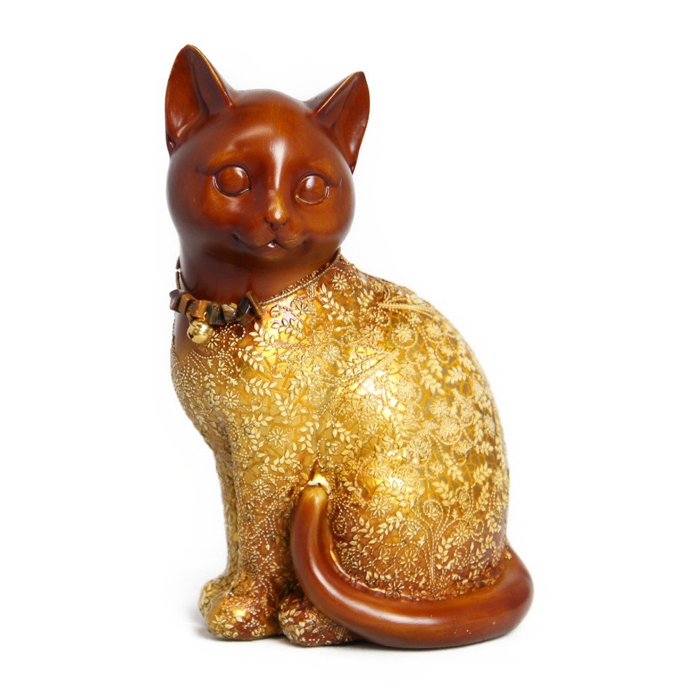 猫 置物 【 黄金 招き猫 】 風水インテリア 縁起物 ハッピー キャット … (座り招き猫) 金運が上がる