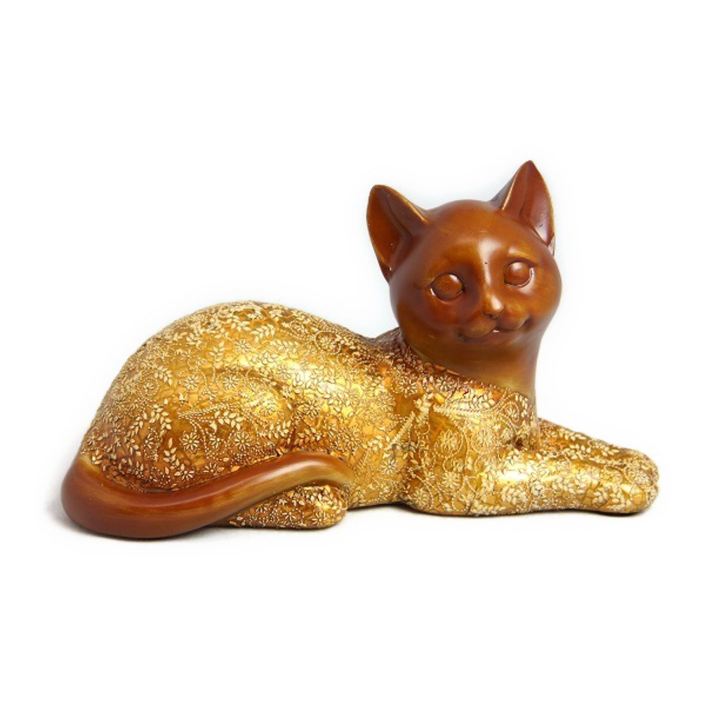 猫 置物 【 黄金 招き猫 】 風水インテリア 縁起物 ハッピー キャット … (伏せ招き猫) 金運が上がる