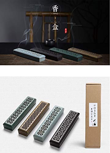線香 立て 香炉 アロマ お香 置き 陶磁器 セット 机上 インテリア 横型 癒し 禅 (赤墨・あかすみ)