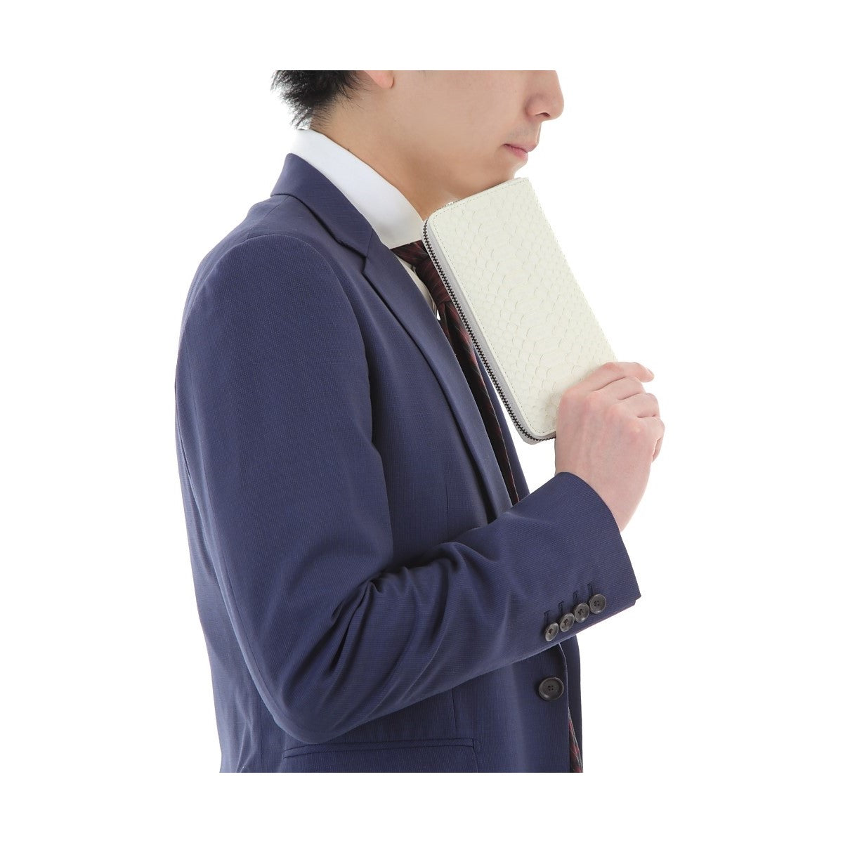 蛇革 白蛇 ホワイト レザー 財布 蛇革 日本製 黄金 招金札付き 白蛇 財布 長財布 ラウンド財布