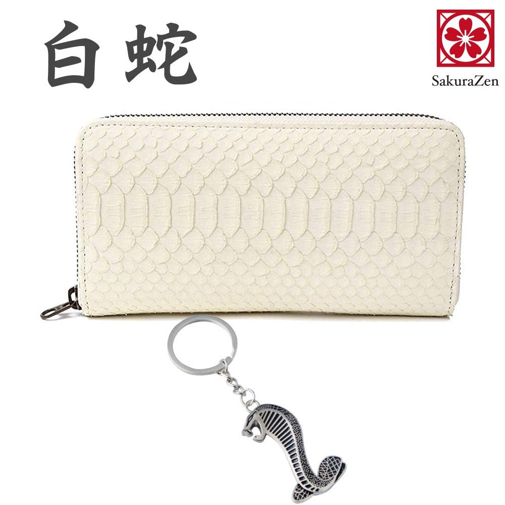 蛇革 ホワイト メンズ 金運財布 財布 金運グッズ レザー メンズ 白蛇 ヘビ 革 財布 日本製 白蛇財布 白蛇 長財布 ラウンド財布