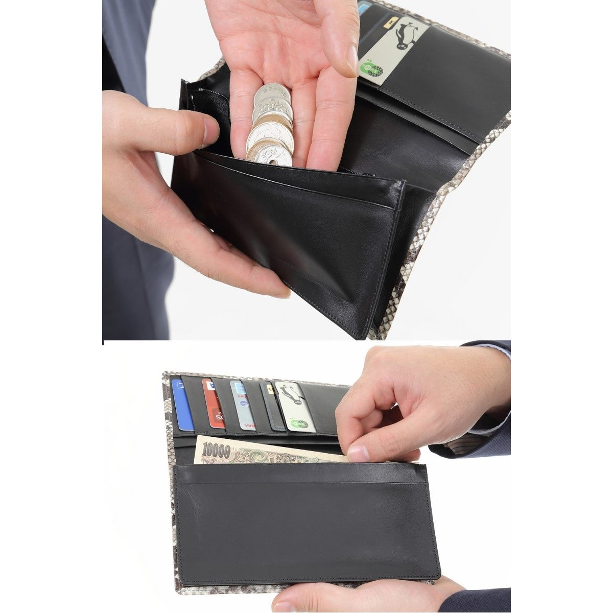 錦蛇本革財布 金運アップ ダイヤモンド メンズ 金運財布 レザー 日本製 (長財布【中牛皮革】)