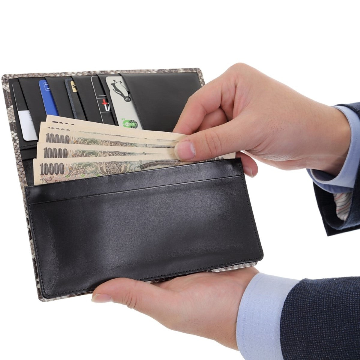 錦蛇本革財布 金運アップ ダイヤモンド メンズ 金運財布 レザー 日本製 (長財布【中牛皮革】)