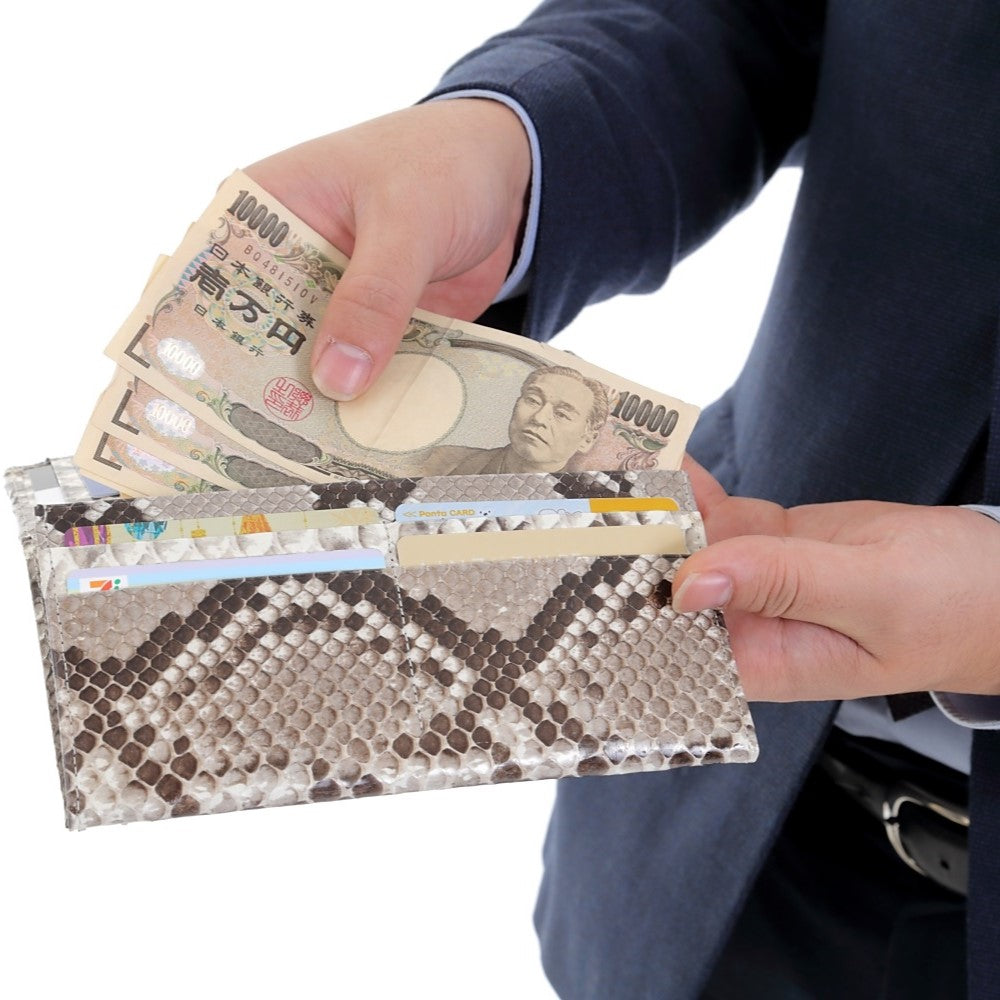 錦蛇本革財布 金運アップ ダイヤモンド レザー メンズ 金運財布 日本製 (長財布【 両面蛇皮革・無双 】)