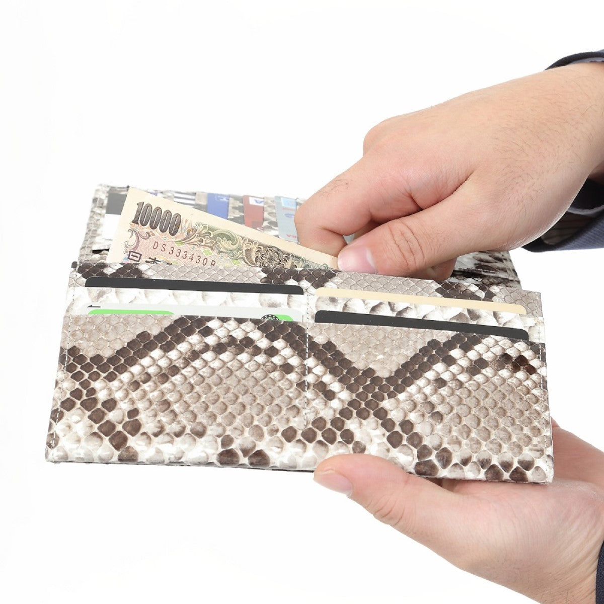 錦蛇本革財布 金運アップ ダイヤモンド レザー メンズ 金運財布 日本製 (長財布【 両面蛇皮革・無双 】)