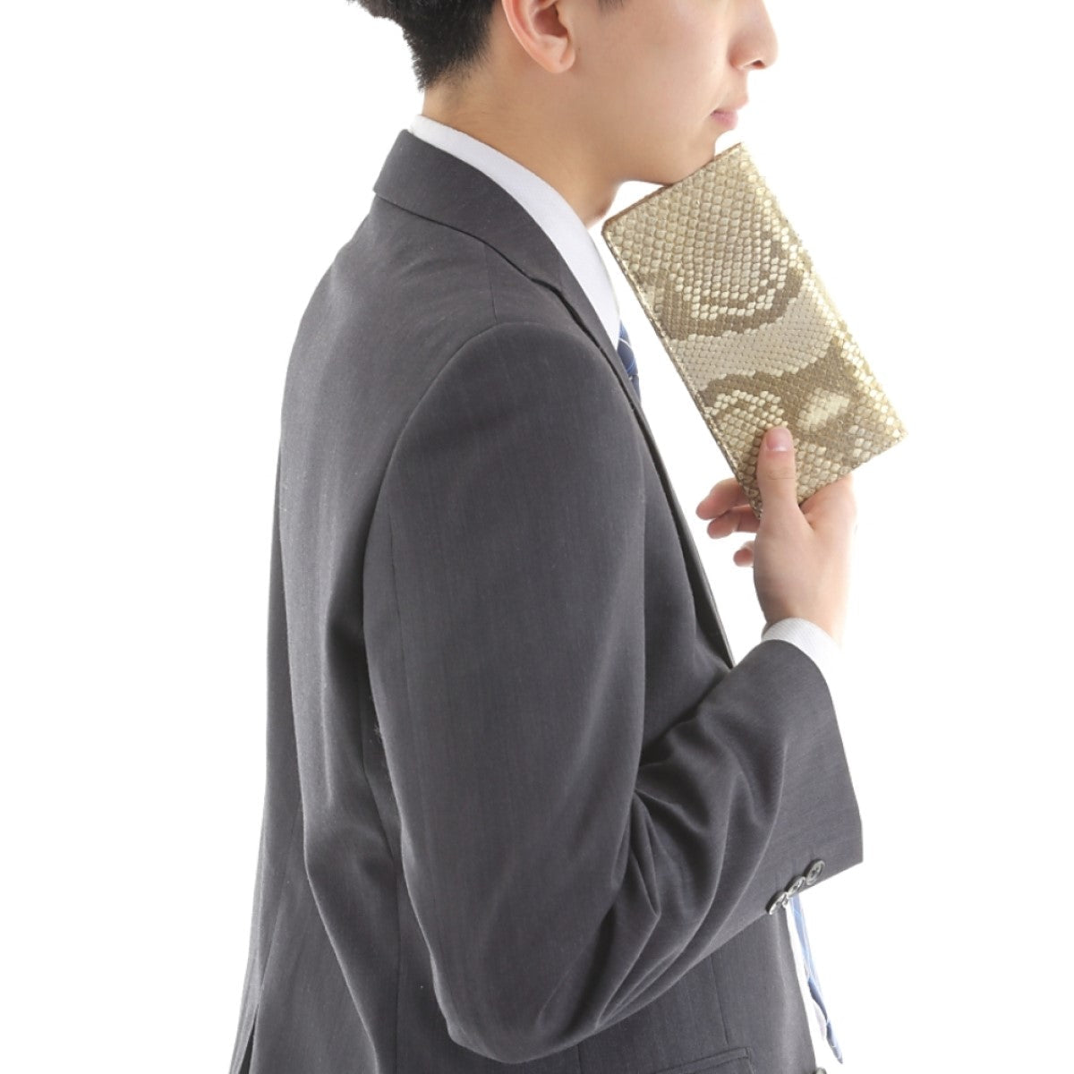 蛇革 メンズ 金運財布ダイヤモンド 黄金 錦蛇 本革 無双 長財布 金運アップ レザー 日本製(黄金招金札)