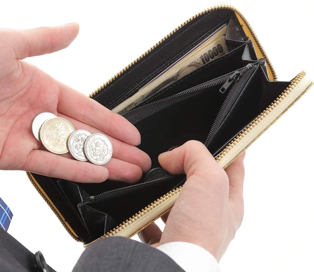 蛇革 ダイヤモンド 黄金 錦蛇 本革 ラウンド 財布 金運アップ レザー 日本製 (黄金蛇チャーム)