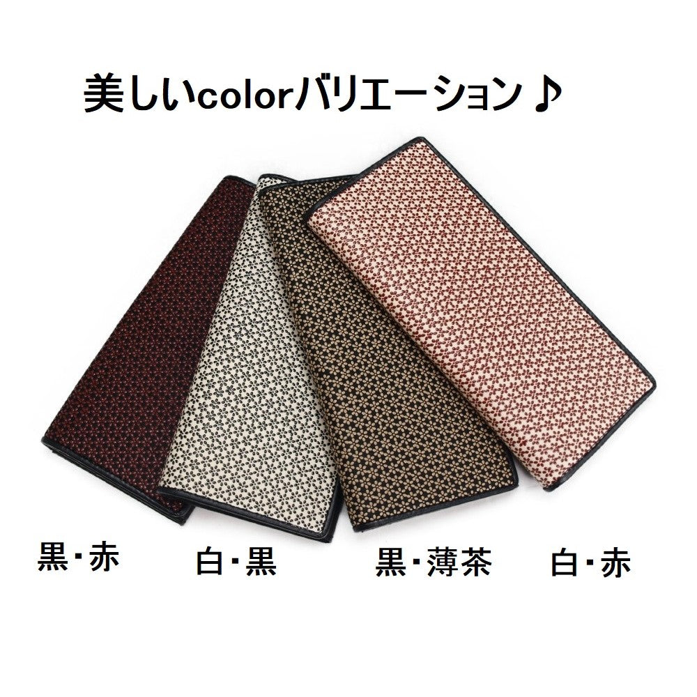 印伝 長財布 【 小桜 印傳 財布 】 22金 本金箔 桜花 吉祥金箔符 刻印 日本製 (■白地・赤漆)
