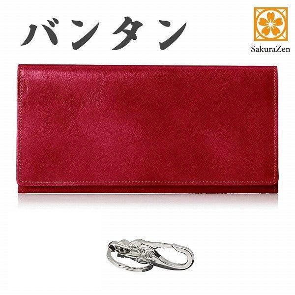 極薄 財布 春財布 オイル レザー 本革 長財布 バンタン メンズ 姫路 手塗り パース 極薄 日本製 (ワインレッド)