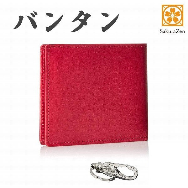 極薄 財布 春財布 オイル レザー 本革 二つ折り 財布 バンタン メンズ 牛革 パース 日本製 (ワインレッド)