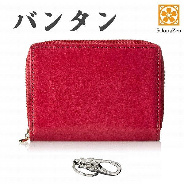 極薄財布 オイル レザー 本革 小銭入れ 財布 バンタン メンズ 姫路 手塗り 日本製 (ワインレッド)
