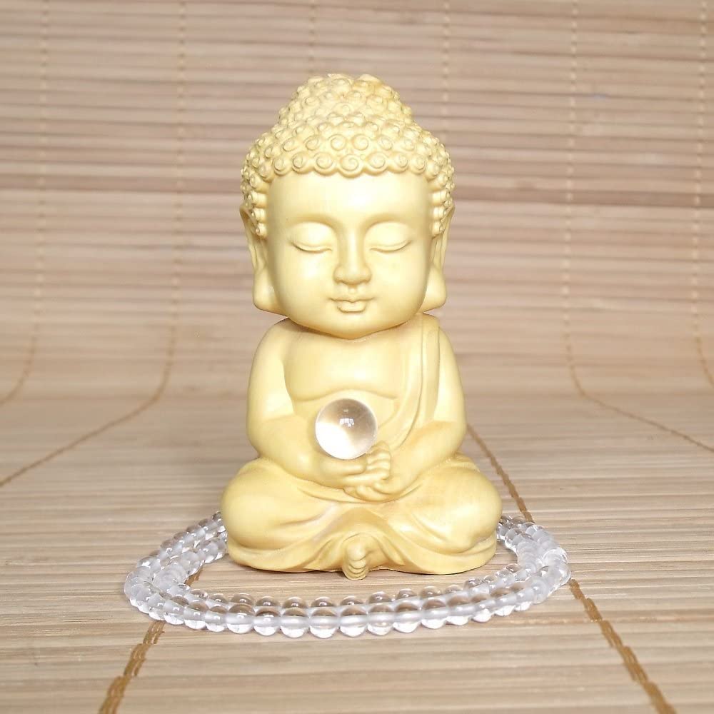 手元供養 供養仏 木彫り 仏像 【 水晶 仏陀 】 開運 厄除け お守り 願掛け 釈迦 如来