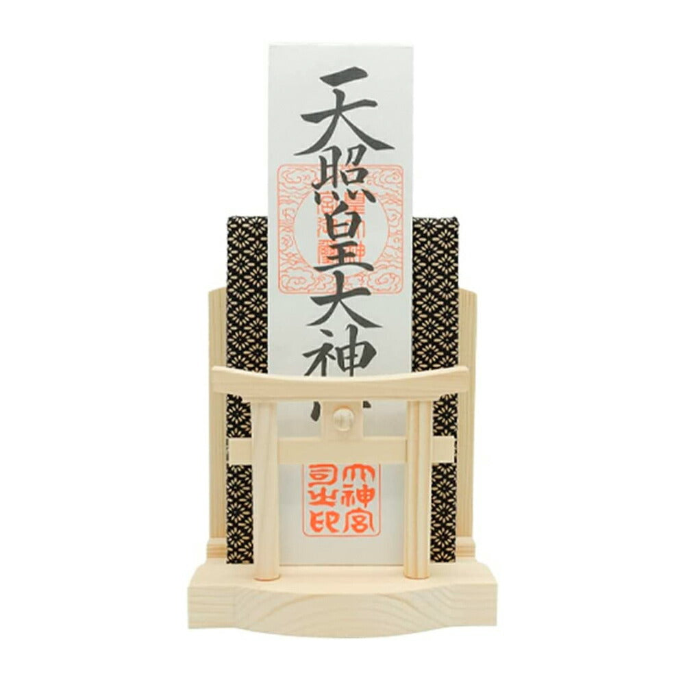 モダン神棚(水晶 明神鳥居 一社)御朱印帳 お祀り 飾り お札 立て 御神札 差し 壁掛け置き型兼用 白松