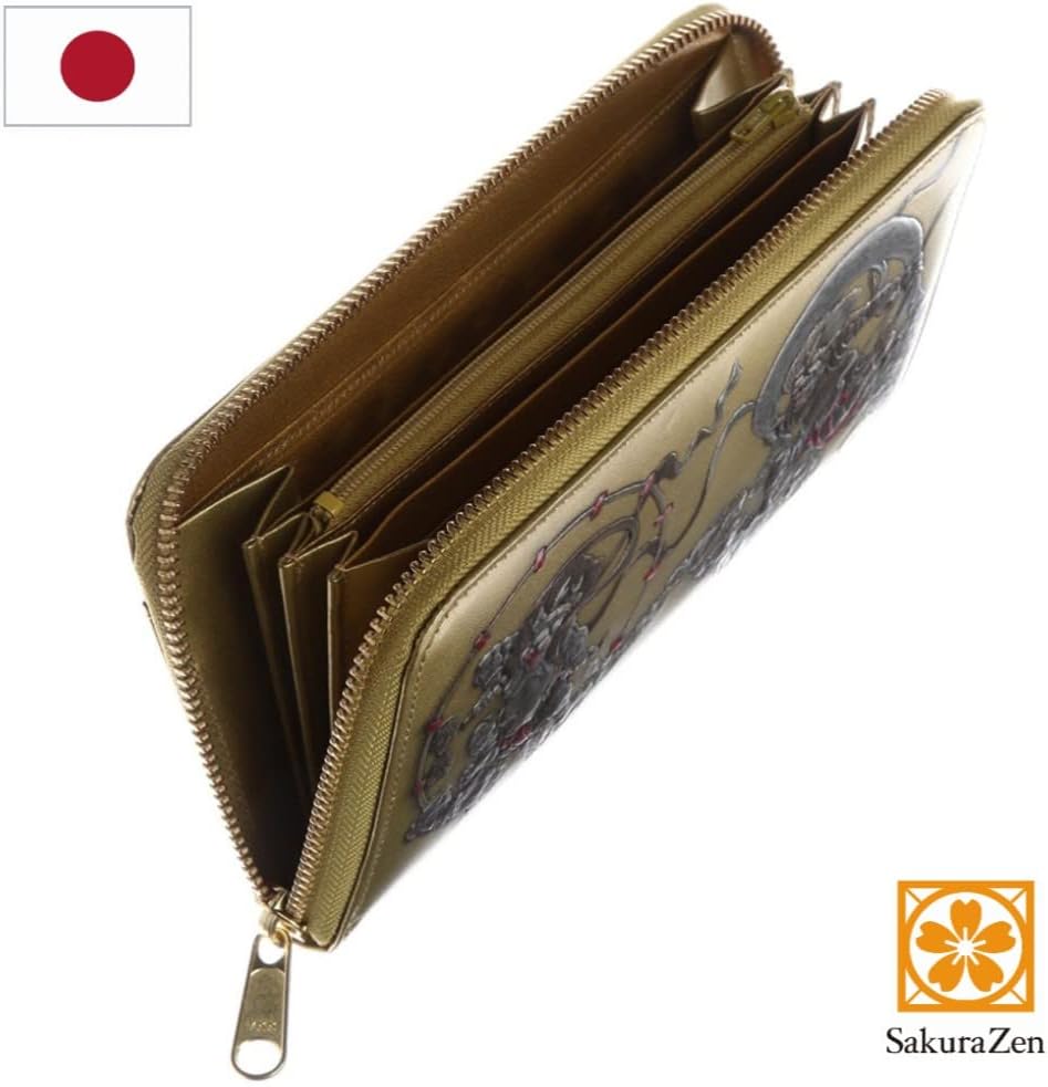風神雷神 メンズ ラウンド財布 本革 財布 俵屋 宗達 日本製 金 根付 進呈 (令和祈願札)