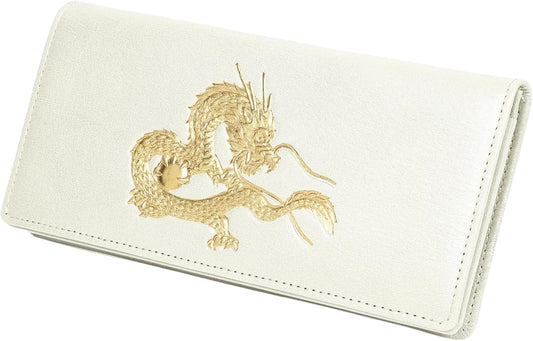 【SakuraZen】風水 皇帝龍 長財布 金運アップ [ 日本製 本革 財布 本金箔刻印 ] 牛革 金運 黄金 龍 竜 財布 メンズ YKK製ジッパー使用 シャンパンゴールド（本体のみ）