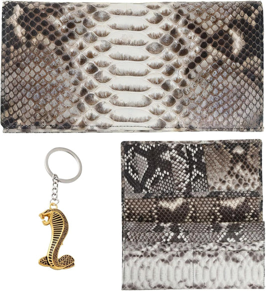 [ SakuraZen ] パイソン レザー 錦蛇 財布 蛇革 長財布 金運財布 全面蛇革 無双 ソフト マット仕上げ 職人 日本製 (Goldコブラチャーム)