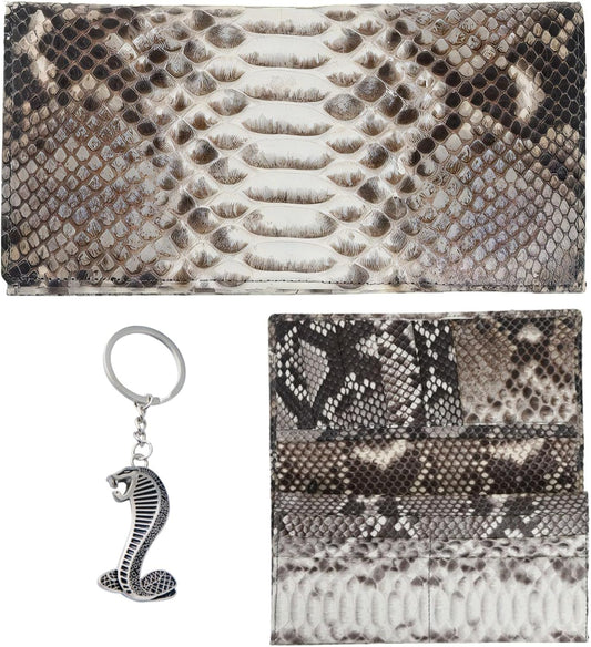 [ SakuraZen ] パイソン レザー 錦蛇 財布 蛇革 長財布 金運財布 全面蛇革 無双 ソフト マット仕上げ 職人 日本製 (Silverコブラチャーム)