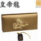  秘伝 皇帝龍 長財布 金運アップ 本金箔 刻印 牛 本革 財布 メンズ 金色 ゴールド 黄金 根付 進呈 日本製 (金来秘符) 