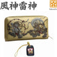 風神雷神 メンズ ラウンド財布 本革 財布 俵屋 宗達 日本製 金 根付 進呈 (七福宝船) 